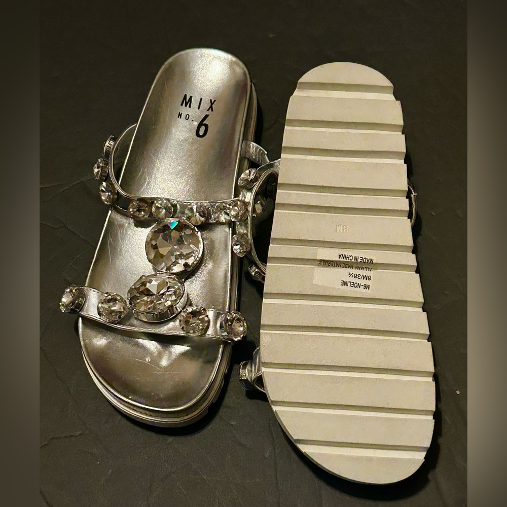 Mix No. 6 sandals big beautiful gem rhinestone women size 8 - Picture 3 of 5